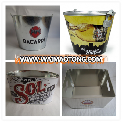 Galvanized Metal and Tinplate Ice Bucket with round and square shape