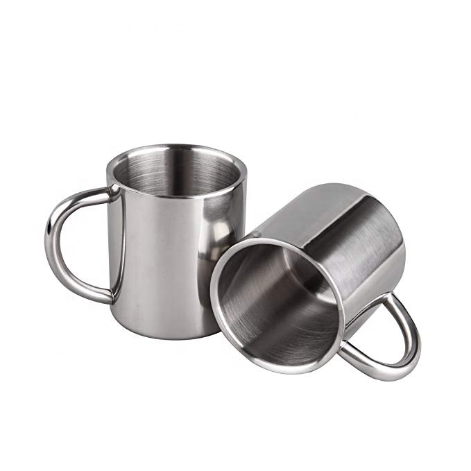 220ml Brushed Stainless Steel Double Wall Mugs Tea Cups Drinking Cups for Kids Customized